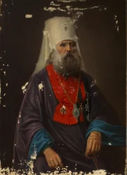 Retrato do arcebispo Iriney Klementyevsky de Pskov 1753-1818, início do século XIX