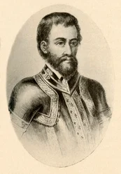 Retrato de Hernando De Soto, mostrando a armadura espanhola do século XVI, c1520-1540, 1937.