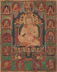 Retrato de Jnanatapa Frequentado por Lamas e Mahasiddhas, ca. 1350