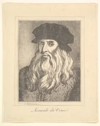 Retrato de Leonardo da Vinci de Characaturas de Leonardo da Vinci, de Desenhos de Wi ..., 1786.