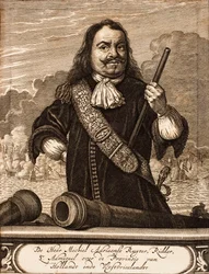 Retrato de Michiel de Ruyter 1607-1676 De: local da guerra, 1675.