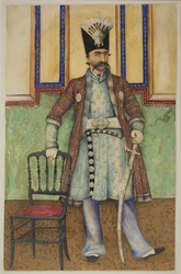Retrato de Nasser al-Din Shah Qajar 1831-1896, Shahanshah da Pérsia, ca 1855.
