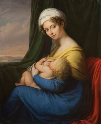 Retrato da princesa Maria Fyodorovna Baryatinskaya, née Keller 1792-1858 com o filho, década de 1820.