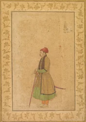 Retrato de Raja Ram Singh de Amber r. 1667-1688 com uma espada Deccan, c. 1680-1685.