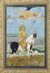 Retrato de Shah Jahan a cavalo, século XVII.