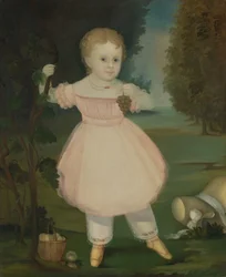 Retrato de uvas de uma colheita de menina, 1840-50.