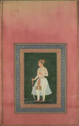 Retrato de um nobre em traje branco Gauzy, fólio do álbum Davis, século XVII.