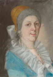 Retrato de uma mulher com um colar de pérolas
