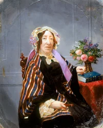Retrato de uma senhora, ambrotipo de cor de mão, c 1860