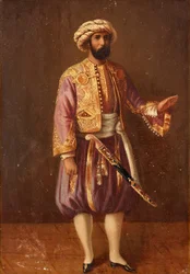 Retrato do rei Carlos XV da Suécia em trajes turcos, meados do século XIX.