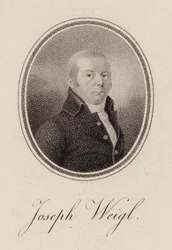 Retrato do violoncelista Joseph Franz Weigl 1740-1820, c. 1785.