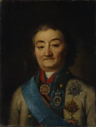 Retrato do comandante em chefe da frota Conde Alexey Grigoryevich Orlov de Chesma 17371808, final do século XVIII.