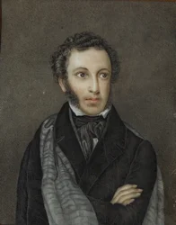 Retrato do poeta Alexander Sergeyevich Pushkin 1799-1837, primeiro trimestre do século XIX.