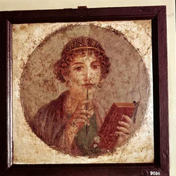 Pintura de retrato de Safo, Pompeia, Itália