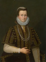 Retrato de senhora com circuito branco