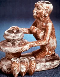 Oleiro, girar, navios, ligado, um, roda, egípcio antigo, reino velho, 5a dinastia 2565-2420 aC
