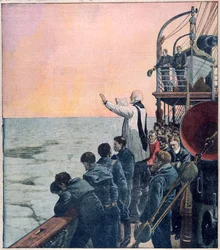 Orações na cena do naufrágio do Titanic, 1912