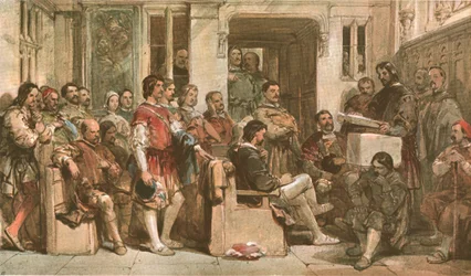Orações no Barons Hall, c1900.