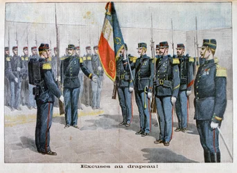 Apresentando desculpas à bandeira, Toulon, França, 1898
