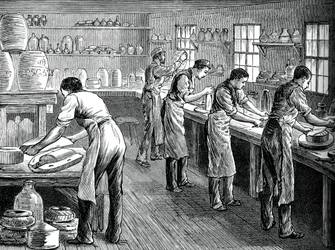 Pressers no trabalho, c1880
