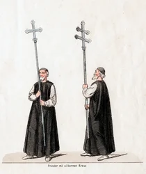 Padre com cruz de prata, figurino para peça de Shakespeares, Henrique VIII, século XIX