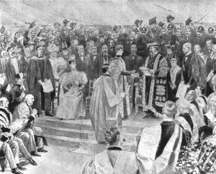 Princesa Alexandra recebendo o Grau de Doutor em Música ... 1896, 1901.