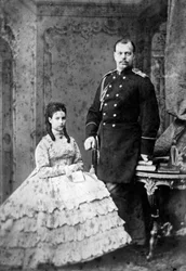 Princesa Dagmar da Dinamarca e Grão-Duque Alexander Alexandrovich da Rússia, 1866.