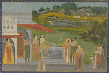 Princesas se reúnem em uma fonte, ca. 1770.