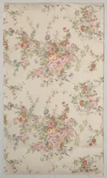 Seda impressa com desenho de flores, final dos anos 1800.