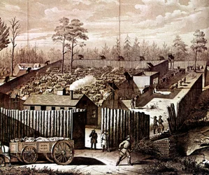 Stockade da prisão em Andersonville, Geórgia, guerra civil americana, 1861-1865