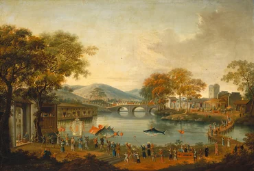 Procissão junto a um lago, século XIX.