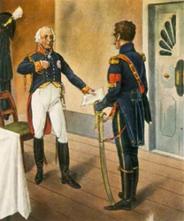 General prussiano Courbière, comandante de Graudenz e enviado francês Savary, 1807, 1936.