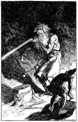 Puck ajudando Wayland, Smith dos Deuses, a forjar uma espada, 1909