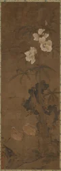 Codorniz e flores, dinastia Yuan ou Ming, século XIV.
