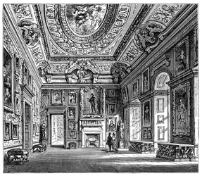 Sala de estar da rainha Carolines, Palácio de Kensington, Londres, 1900