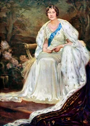 A rainha Isabel com vestes de coroação, 1937