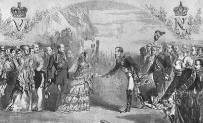 Rainha Victoria recebida em Boulogne pelo imperador Napoleão III., 18 de agosto de 1855, 1901.