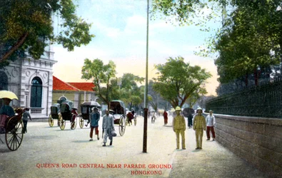 Queens Road Central, perto do Parade Ground, Hong Kong, China, c1900s