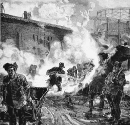 Extinguindo o coque, a South Metropolitan Gas Companys trabalha, East Greenwich, Londres, 1891