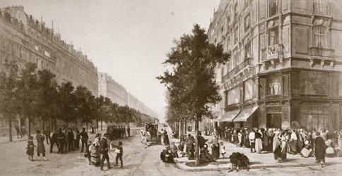 Fila à porta de uma mercearia, Cerco de Paris, Guerra Franco-Prussiana, 1870-1871