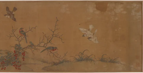 Coelhos, pássaros e flores, século XVII.