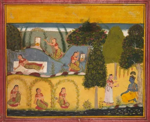 Radha Aguardando Reconciliação com Krishna, de um Gita Govinda de Jayadeva, c. 1680