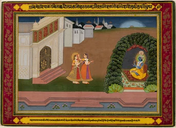 Radhas Confidante a leva a Krishna, c. 1790-1800.