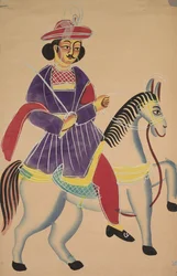 Raja que monta um cavalo, 1800.