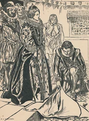 Raleigh espalha sua capa antes de Elizabeth, c1907
