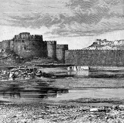 Muralhas da cidade e cidadela, Golconda, Índia, 1895