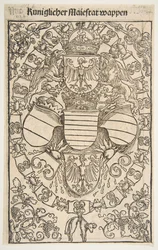 Em frente: Brasão de armas de Maximiliano I como rei dos romanos, verso: Brasão de armas de Florian ..., 1502.