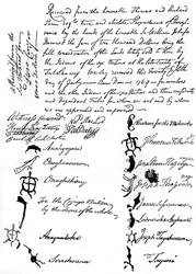 Fac-símile reduzido de um tratado entre as tribos britânica e nativa americana, 1769, c1880
