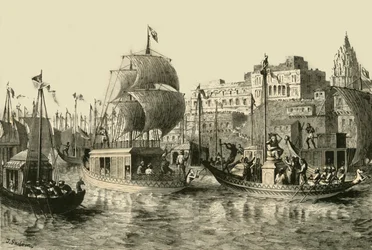 Festa religiosa em Benares, 1890.