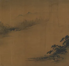 Paisagem fluvial em névoa, século XIV.